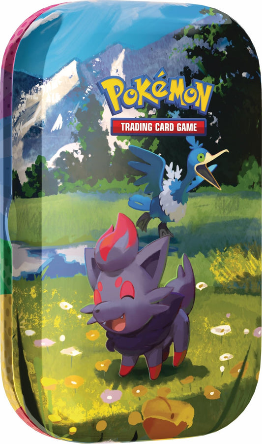 Pokémon-Sammelkartenspiel: Mini-Tin-Box Mega-Entwicklung – Erhabene Helden: Zorua und Urgl (1 Stickerbogen, 1 Pokémon-Bildkarte und 2 Boosterpacks)