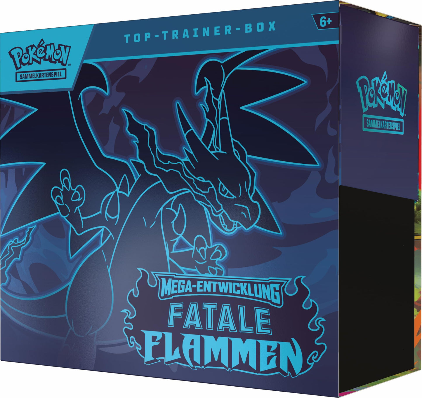 Pokémon-Sammelkartenspiel: Top-Trainer-Box Mega-Entwicklung – Fatale Flammen (1 Vollbild-Promokarte, 9 Boosterpacks & Zubehör)
